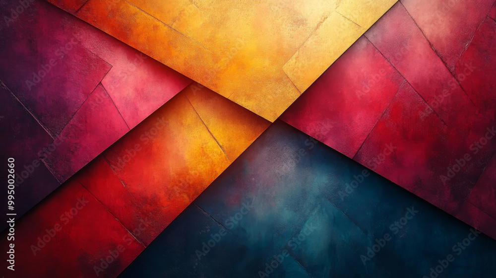 Abstract geometric shapes in red, yellow, blue, and purple hues. Abstract geometric shapes in red, yellow, blue, and purple hues.