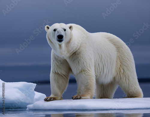 polar bear on ice, polar bear in the zoo