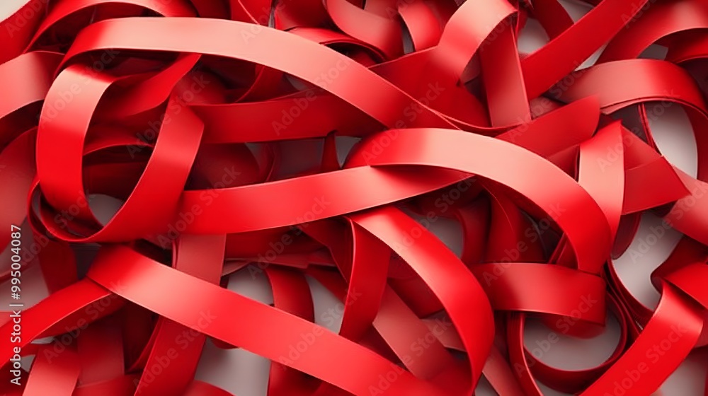 Abstract Red Ribbon Intertwined Pattern Abstract Red Ribbon Intertwined Pattern