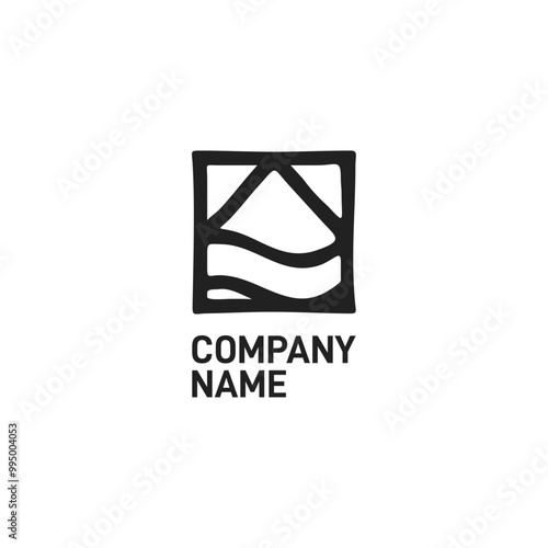 Vintage Hipster Mountain Sea Ocean inspirasi desain logo