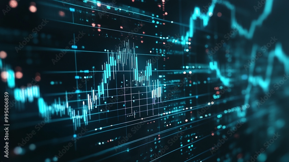 Abstract digital financial data representation with graphs and statistics in blue tones. Abstract digital financial data representation with graphs and statistics in blue tones.