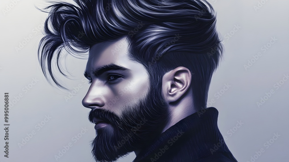 Men hard part hairstyle with sharp lines, hyper real, high quality, sharp images, graphic, illustration Men hard part hairstyle with sharp lines, hyper real, high quality, sharp images, graphic, illustration