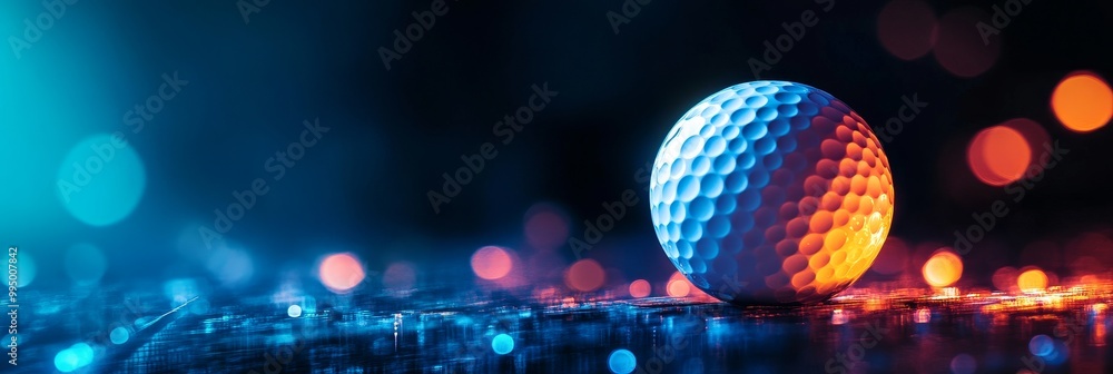 Obraz premium A golf ball rises from a cityscape in a double exposure, symbolizing ambition, success, urban life, sport, and a unique perspective.