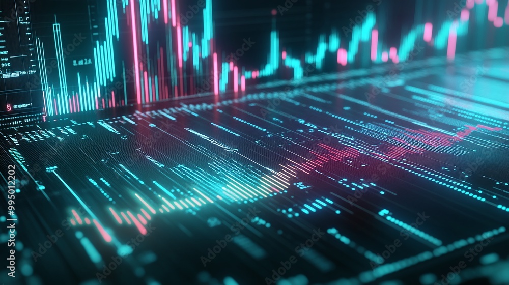 Abstract digital graph with vibrant colors representing data trends and analytics. Abstract digital graph with vibrant colors representing data trends and analytics.