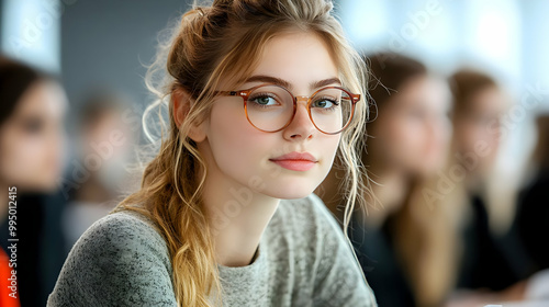 A Young Woman With Glasses ...
