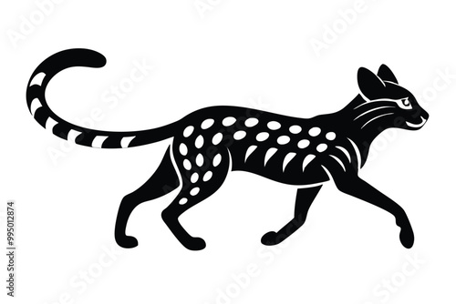 Solid color Margay running animal vector design