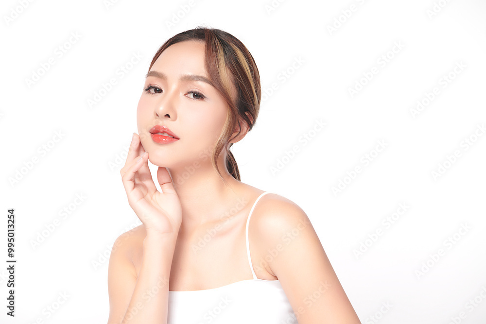 Beautiful young asian woman with clean fresh skin on white background, Face care, Facial treatment, Cosmetology, beauty and spa, Asian women portrait. Beautiful young asian woman with clean fresh skin on white background, Face care, Facial treatment, Cosmetology, beauty and spa, Asian women portrait.