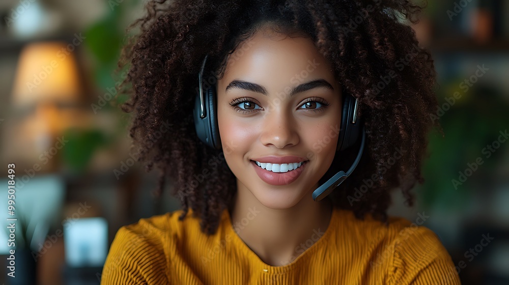 Happy african American woman working remotely on a virtual video team meeting call, remote work and flexible culture concept. Inclusive and diverse workplace. DEI remote working. Happy african American woman working remotely on a virtual video team meeting call, remote work and flexible culture concept. Inclusive and diverse workplace. DEI remote working.