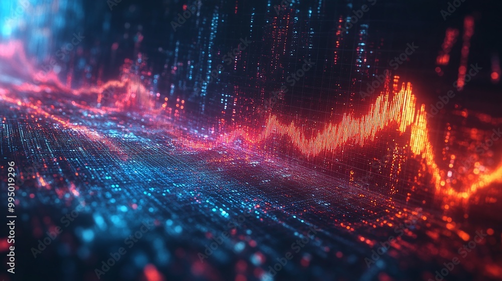 Abstract digital wave pattern with vivid colors, conveying a sense of motion and energy. Abstract digital wave pattern with vivid colors, conveying a sense of motion and energy.