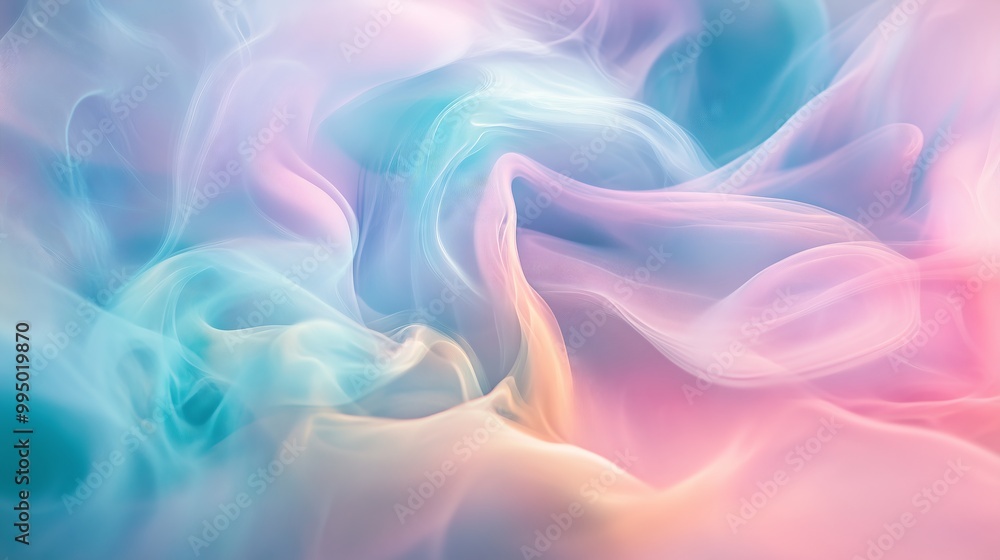 Fototapeta premium Colorful smoke swirls in a dreamlike scene, evoking tranquility and inviting immersion in beauty.