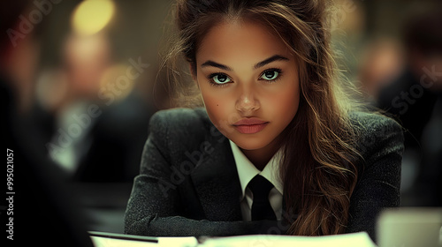 Woman in Suit with Tie, Pro...