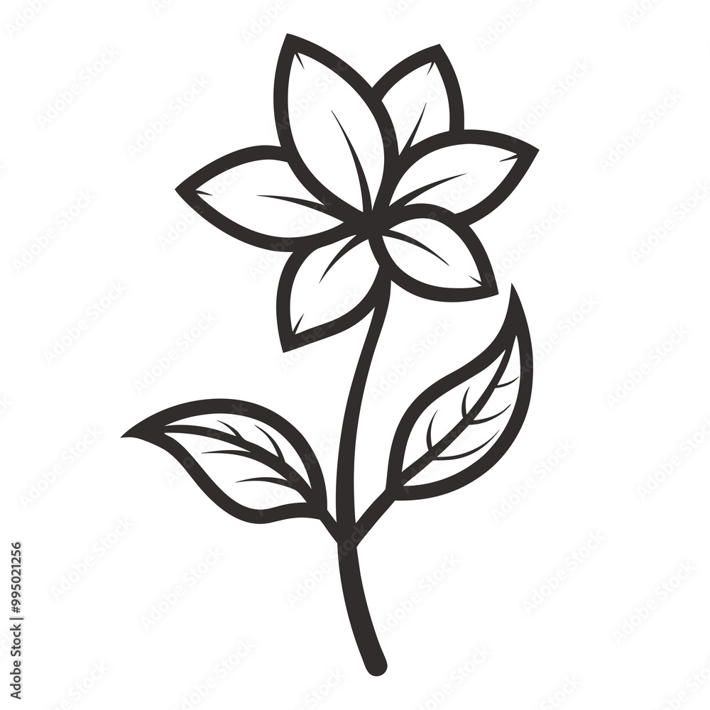 Plant blossom flower leaf Silhouette line art vector illustration Plant blossom flower leaf Silhouette line art vector illustration