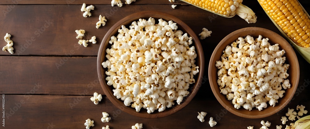 A Detailed Overhead View of Fresh Corn and Popcorn Transformation A Detailed Overhead View of Fresh Corn and Popcorn Transformation