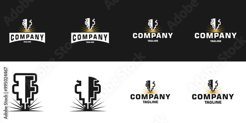 Laser Cutting logo design, laser cutting vector, vintage laser cutting
