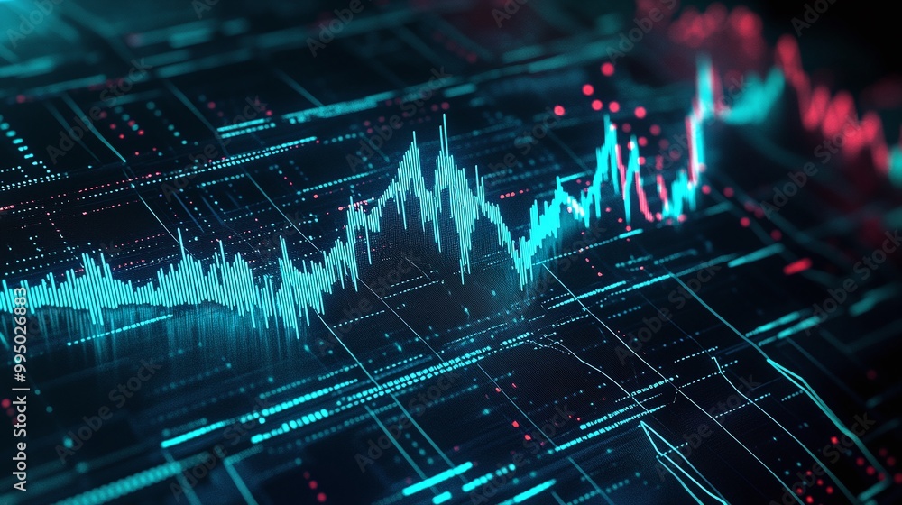 Colorful abstract digital financial graph showcasing data trends and analytics on a futuristic background. Colorful abstract digital financial graph showcasing data trends and analytics on a futuristic background.