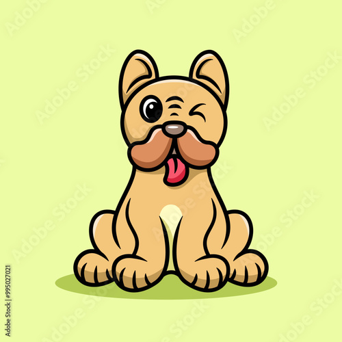 cute pug dog sitdown cartoon illustration vector