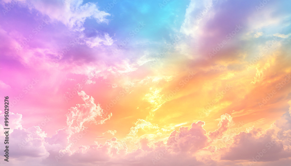 A dreamy sky transitioning from a golden sunset to a full spectrum of rainbow colors, giving off a vibrant yet calming feel A dreamy sky transitioning from a golden sunset to a full spectrum of rainbow colors, giving off a vibrant yet calming feel
