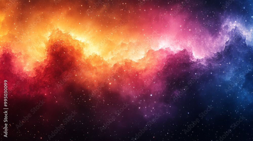 Fototapeta premium Cosmic clouds in shades of red, orange, and blue.