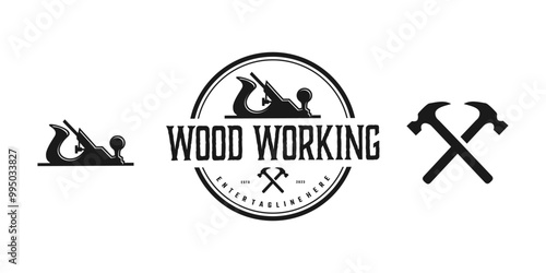 carpentry tools,vector logo of carpentry tools with circular emblem,hammer,spanner,vintage