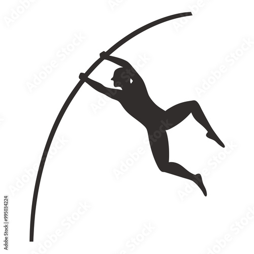 pole vault athlete jumper icon black silhouette vector

