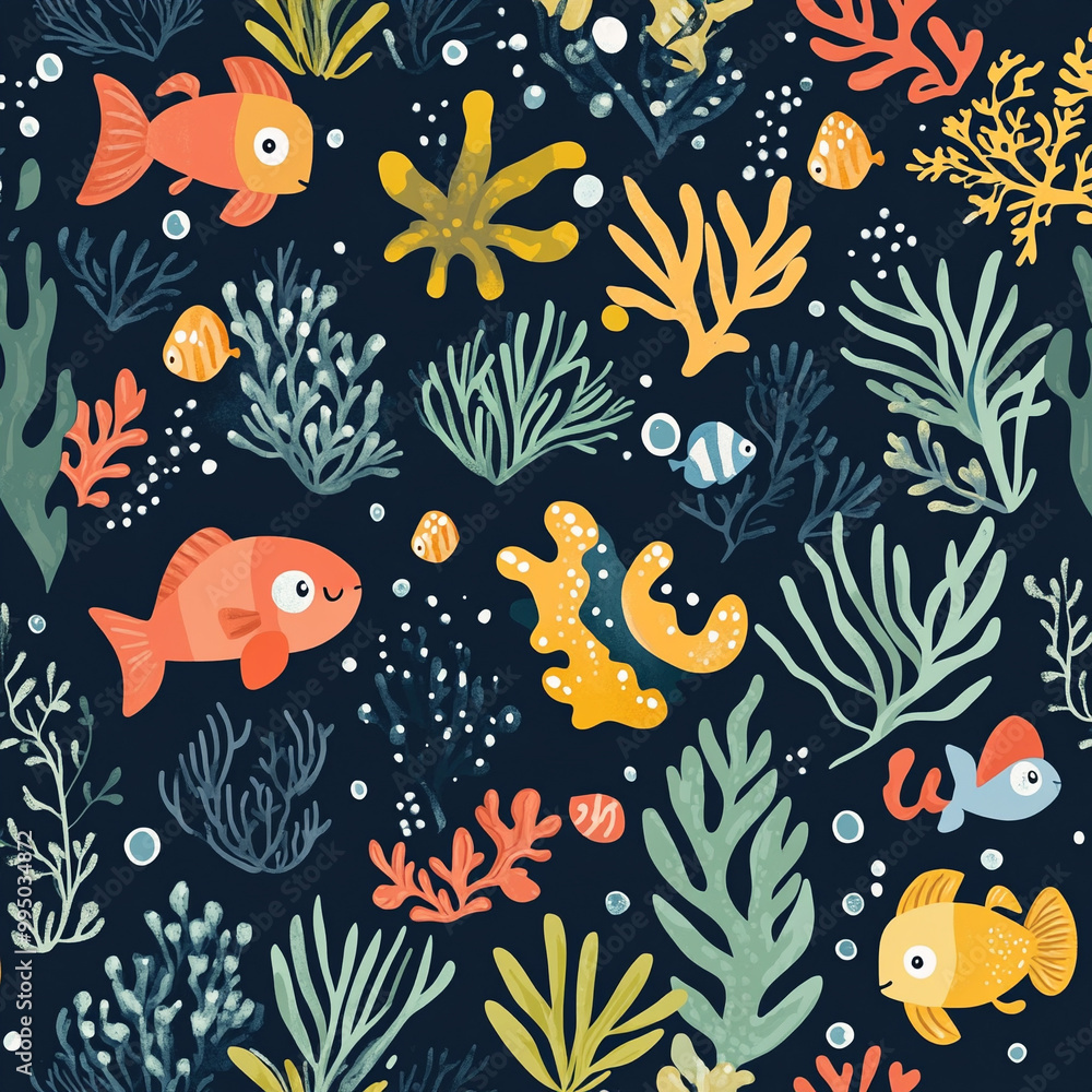 cute underwater sea animals, fishes and plants. cute underwater sea animals, fishes and plants.