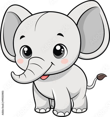 Cute Cartoon Elephant Stock llustrations photo