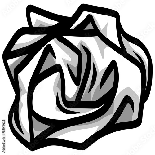 Crumpled Paper Ball Vector Illustration Drawing