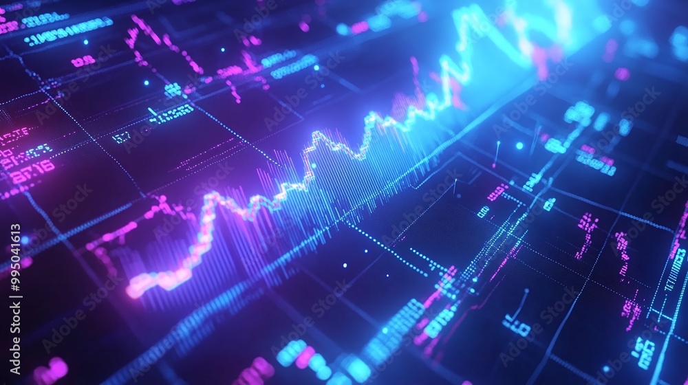 Futuristic data visualization with vibrant, colorful graphs in neon hues. Perfect for finance and digital analytics themes. Futuristic data visualization with vibrant, colorful graphs in neon hues. Perfect for finance and digital analytics themes.