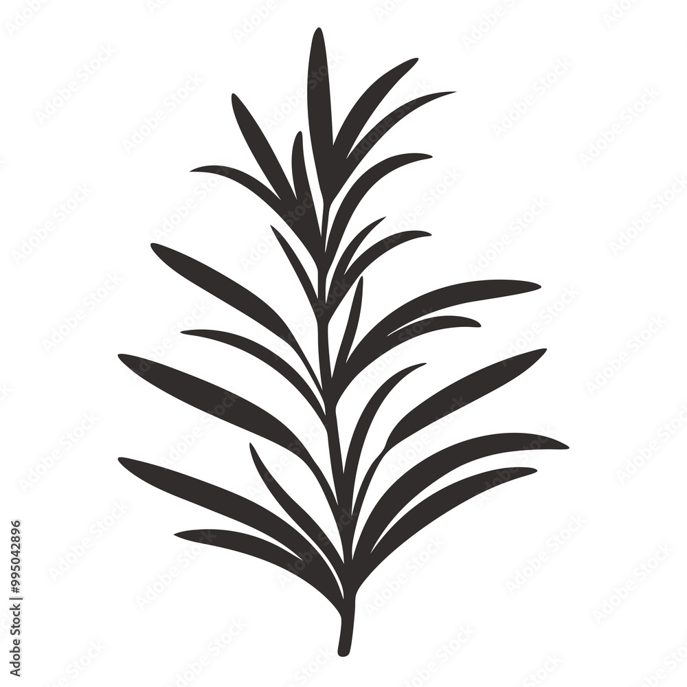 Fototapeta premium Rosemary icon Silhouette line art vector illustration