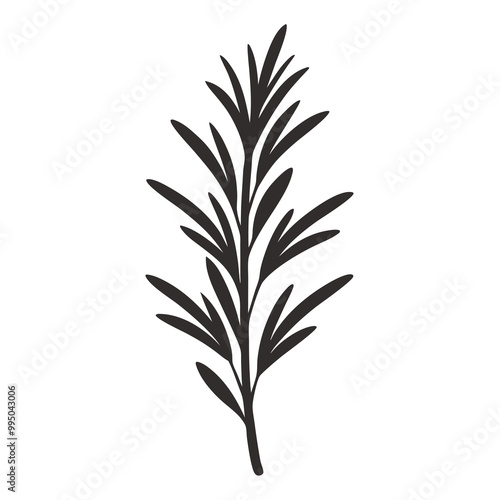 Rosemary icon Silhouette line art vector illustration 