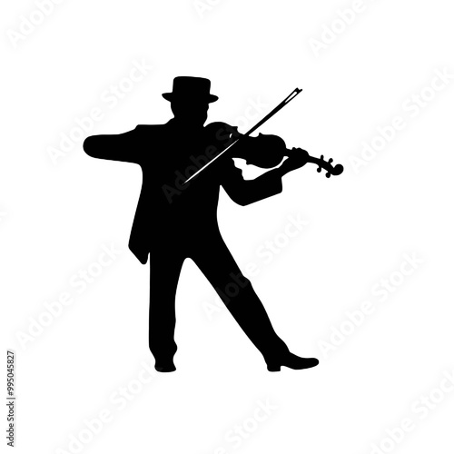 Silhouette of a Violin Player – Vector Art for Transparent Background