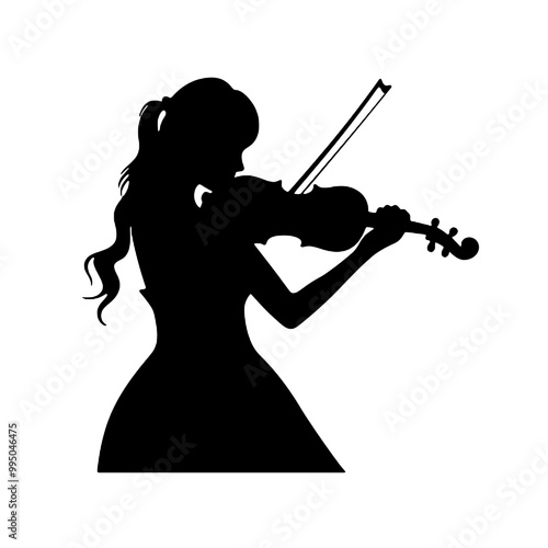 Silhouette of Violinist Playing – Minimalist Vector Illustration