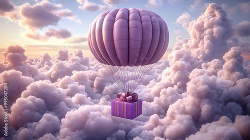 Gift Balloon Soaring Throug...