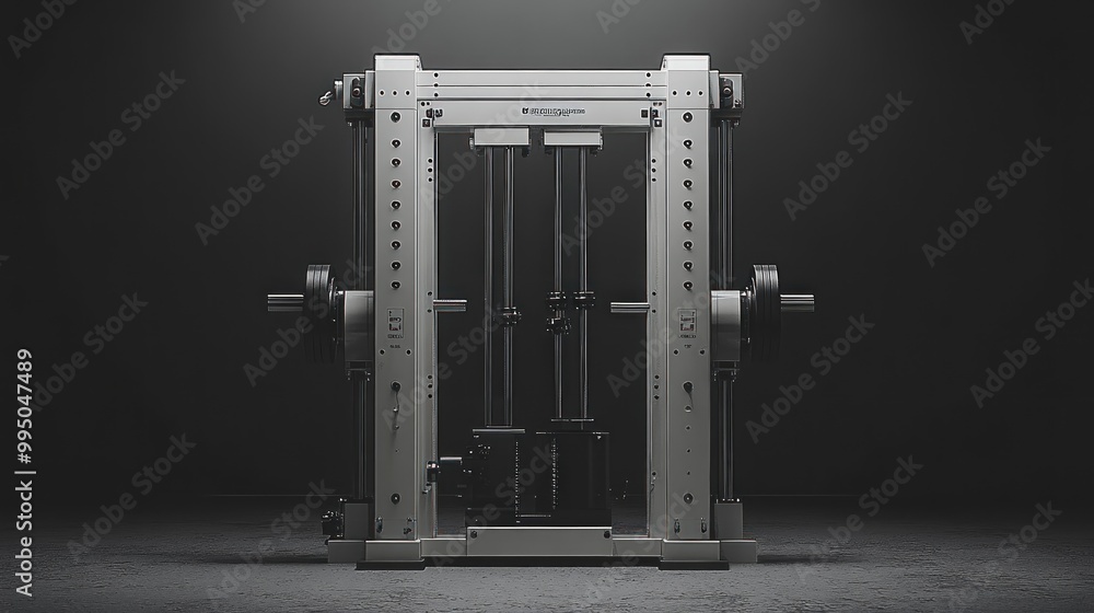 A weightlifting machine designed for strength training exercises. A weightlifting machine designed for strength training exercises.