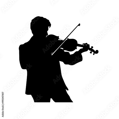 Silhouette of Violinist Playing – Minimalist Vector Illustration