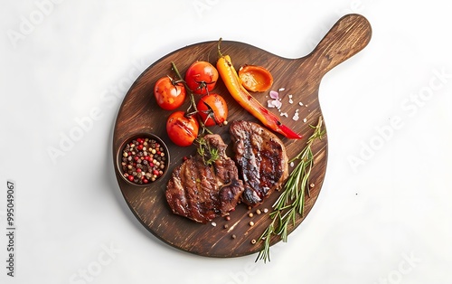 Board and plate of tasty Zuccatto with on white background. photo