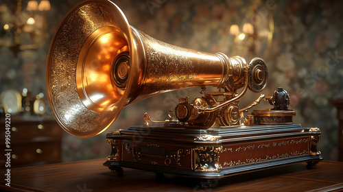 Vintage Gold Phonograph - A...