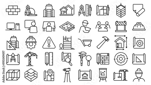 architecture icon line vector design in trendy style with editable stroke