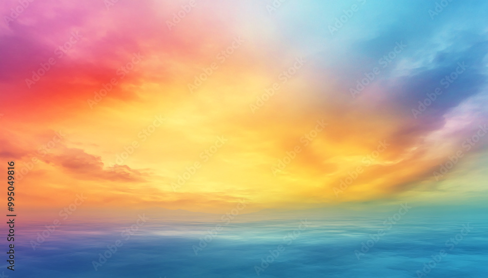 A dreamy sky transitioning from a golden sunset to a full spectrum of rainbow colors, giving off a vibrant yet calming feel A dreamy sky transitioning from a golden sunset to a full spectrum of rainbow colors, giving off a vibrant yet calming feel