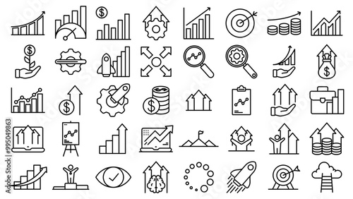 growth business icon line vector design in trendy style with editable stroke