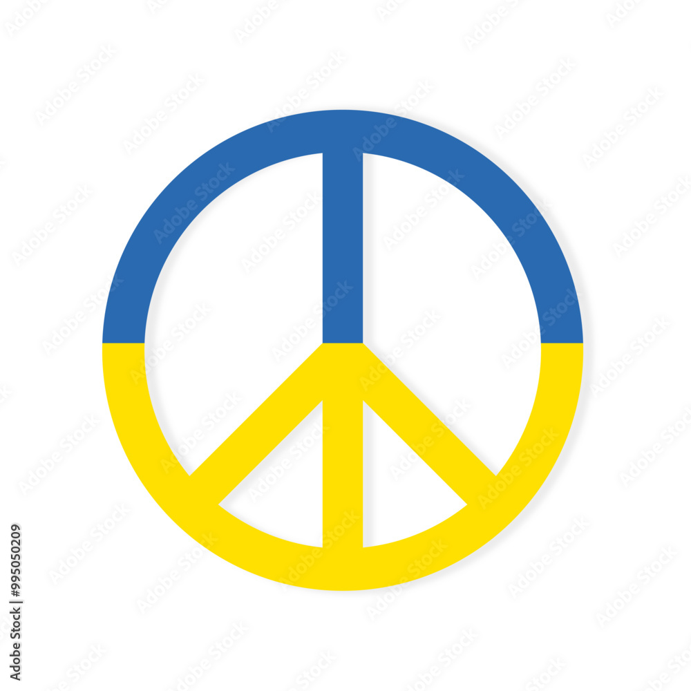 International peace symbol icon logo in the colors of the Ukrainian flag design. Peace symbol support for Ukraine International peace symbol icon logo in the colors of the Ukrainian flag design. Peace symbol support for Ukraine