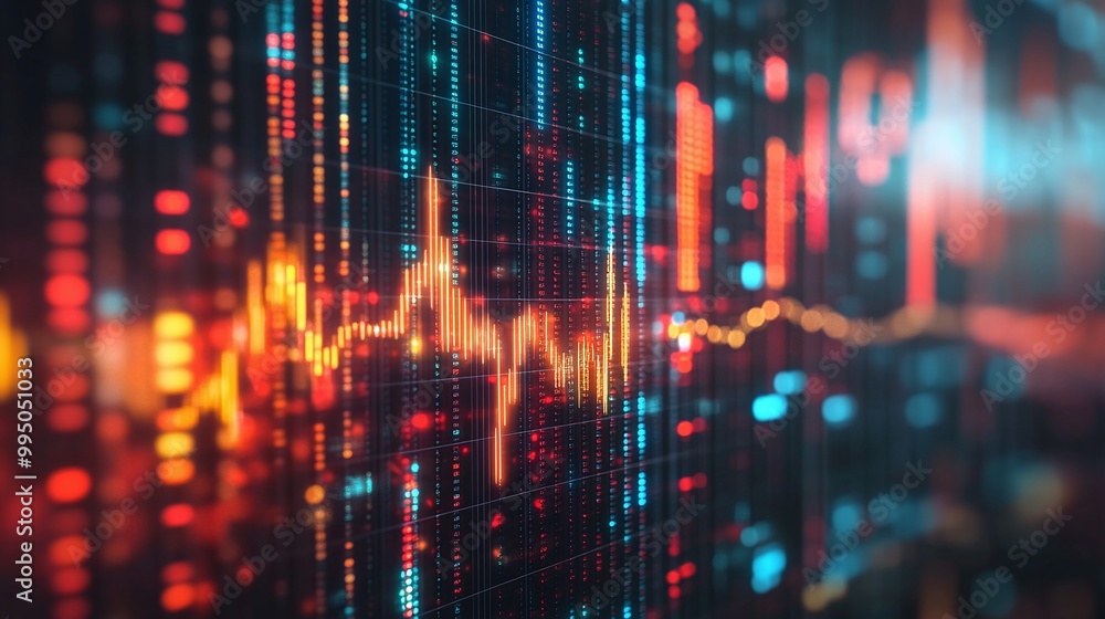Vibrant digital sound wave pattern with colorful elements representing data and technology. Vibrant digital sound wave pattern with colorful elements representing data and technology.