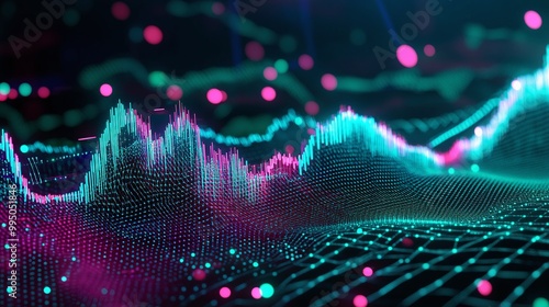 Visual representation of digital sound waves with vibrant colors, showcasing the complexity of audio signals.