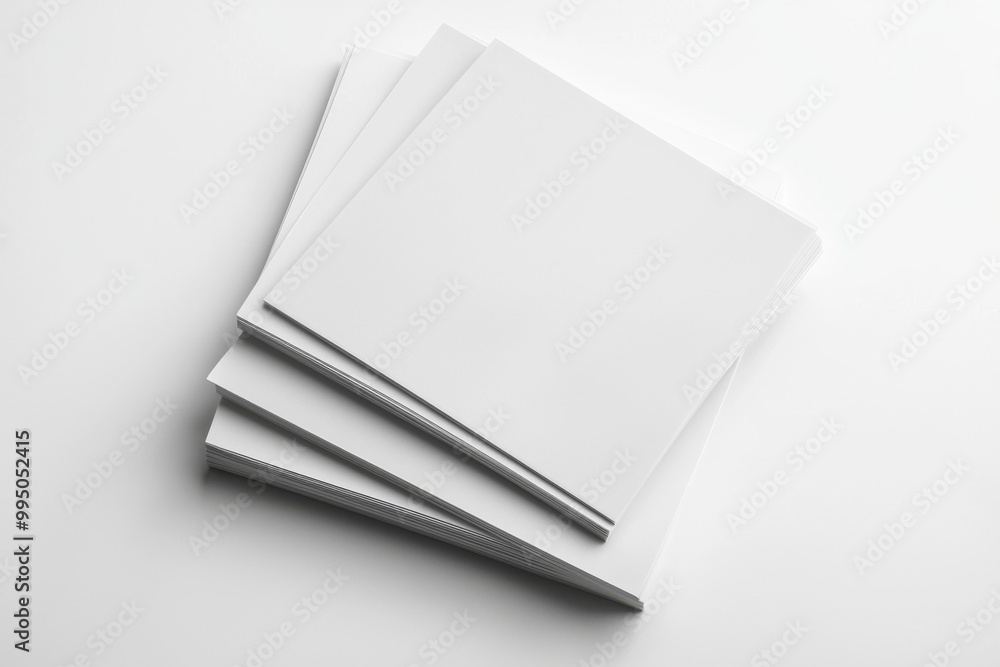 Blank A4 Stacked Paper Mockup isolated created with Generative AI