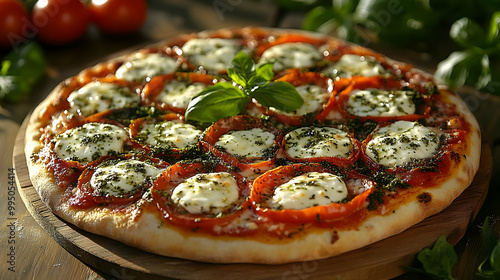 Tomato and Basil Pizza with...