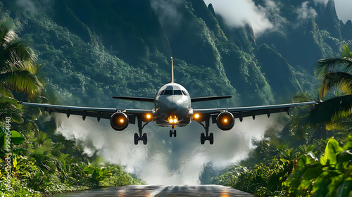 Airplane Landing on a Tropi...