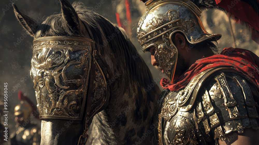 “Strength and Steed: Roman Warrior’s Commanding Presence” “Strength and Steed: Roman Warrior’s Commanding Presence”