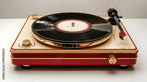 Red and Gold Turntable with...