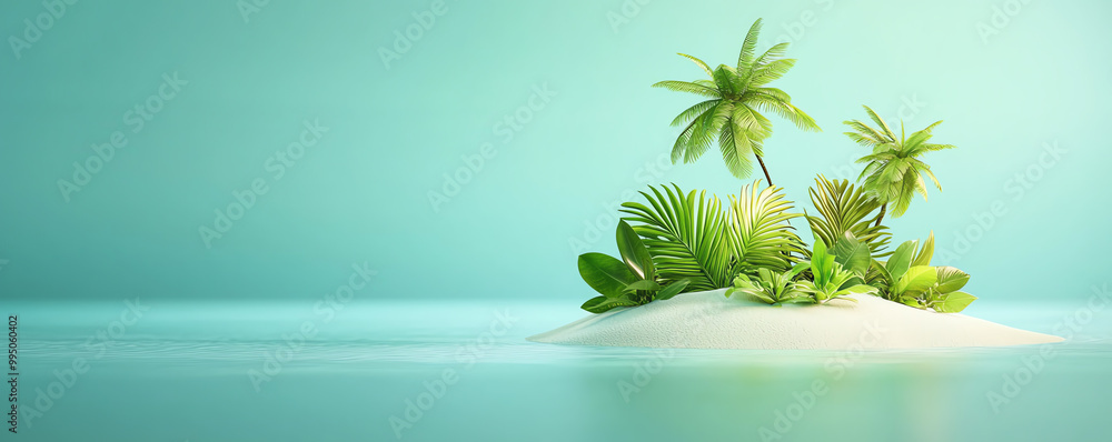 Obraz premium Island eco system, isolated biodiversity with endemic species, 3D illustration