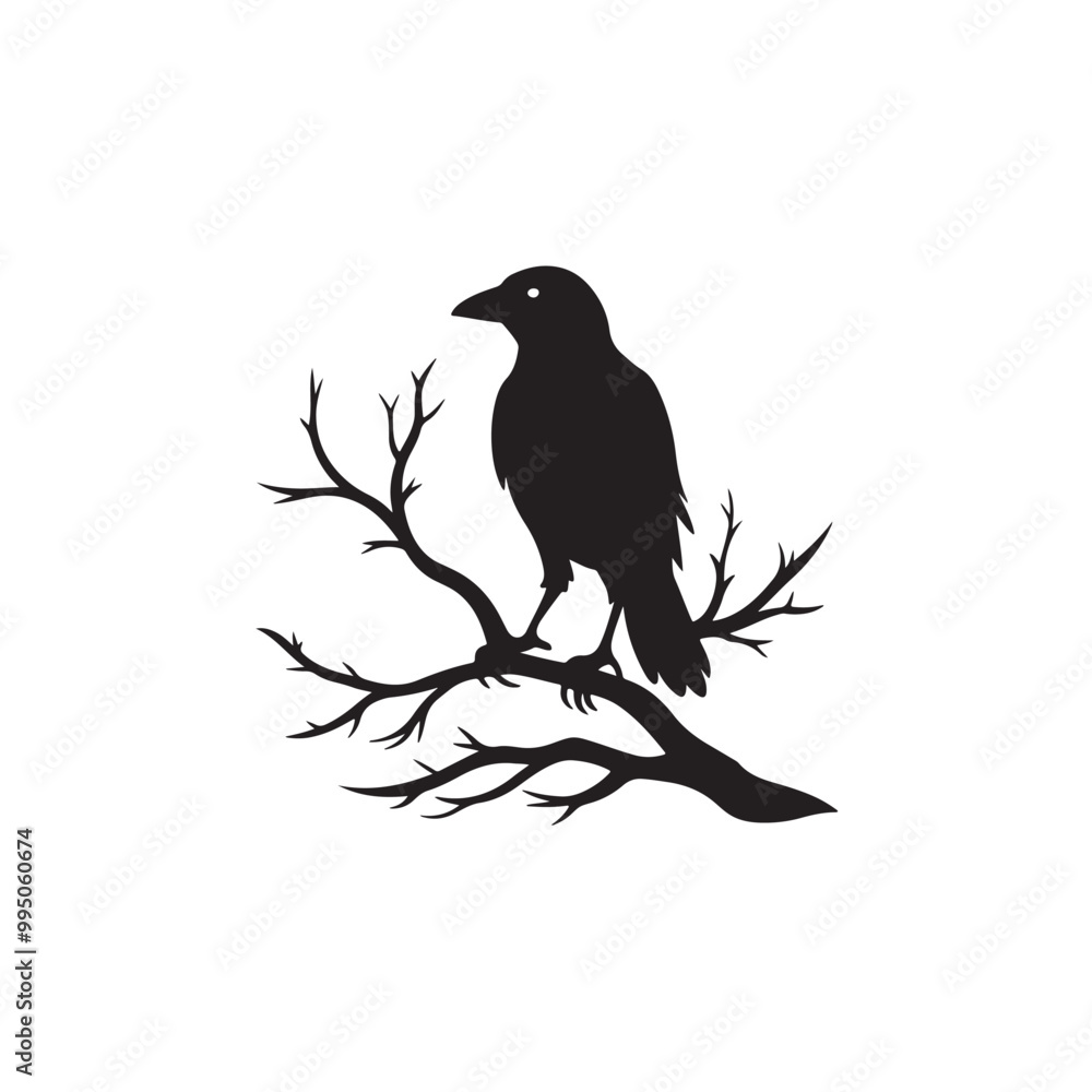 A striking silhouette of a crow A striking silhouette of a crow